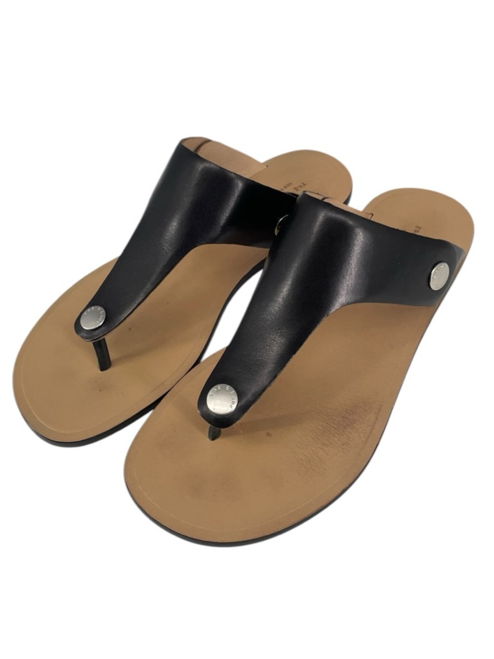 rag & bone Luna Slide Sandal Black Leather Size 39 Trademark Hardware